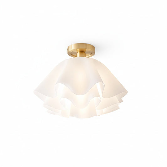 Plafondlamp Modern met Gelaagde Bloembladkap en Messing Fitting