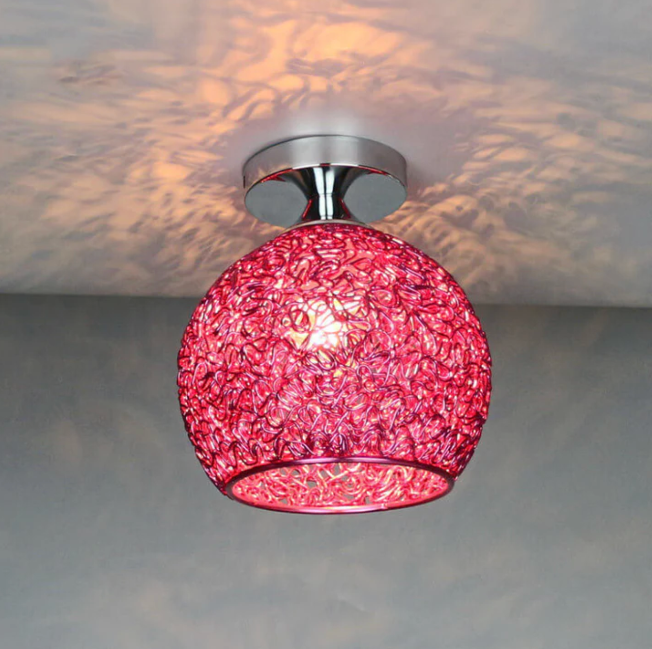 Plafondlamp Modern met Gevlochten Bol Kap en Semi-Inbouw Montage