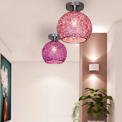 Plafondlamp Modern met Gevlochten Bol Kap en Semi-Inbouw Montage