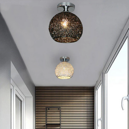 Plafondlamp Modern met Gevlochten Bol Kap en Semi-Inbouw Montage
