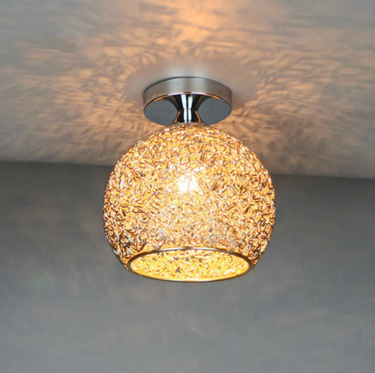Plafondlamp Modern met Gevlochten Bol Kap en Semi-Inbouw Montage