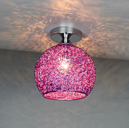 Plafondlamp Modern met Gevlochten Bol Kap en Semi-Inbouw Montage