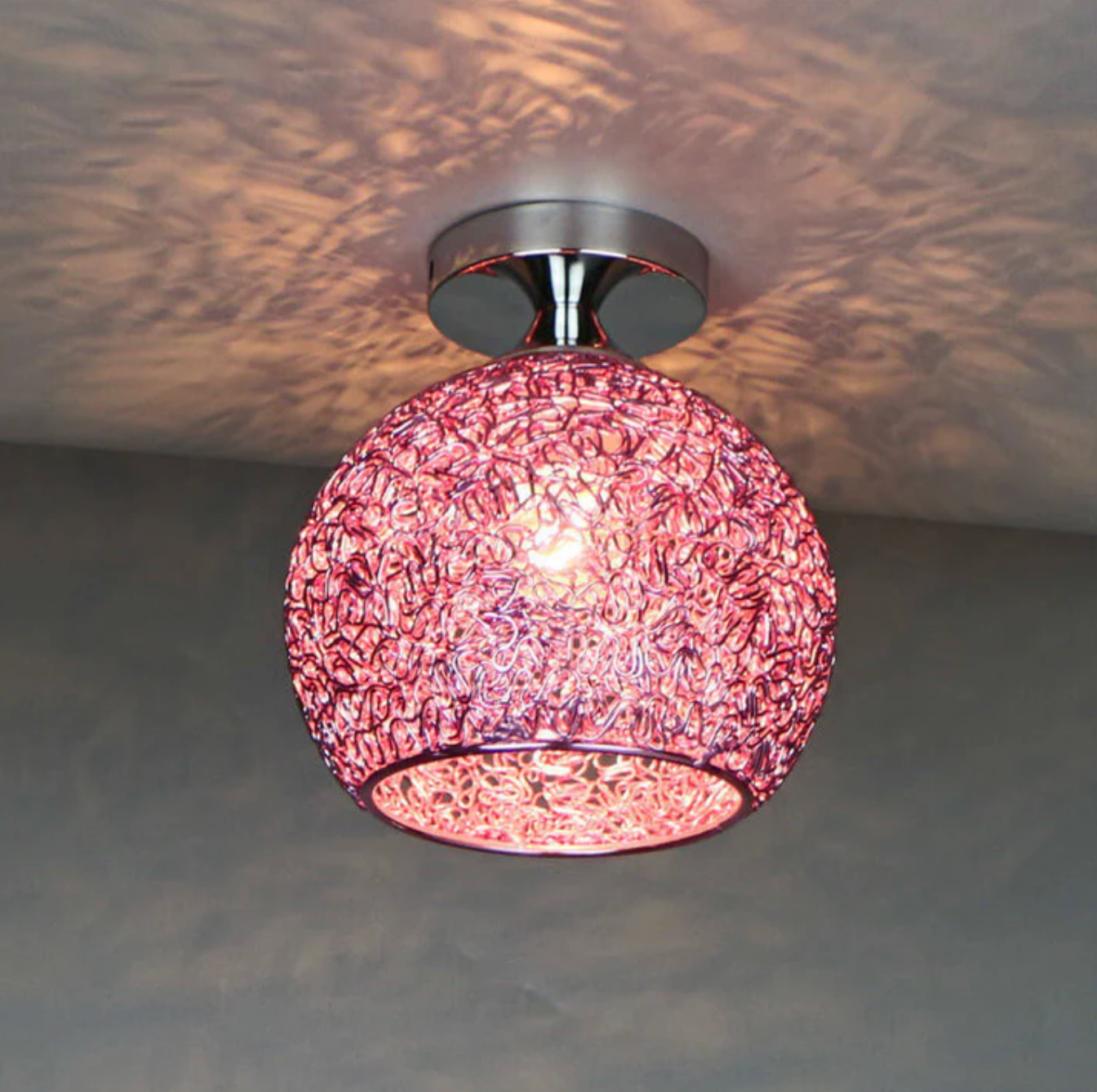 Plafondlamp Modern met Gevlochten Bol Kap en Semi-Inbouw Montage