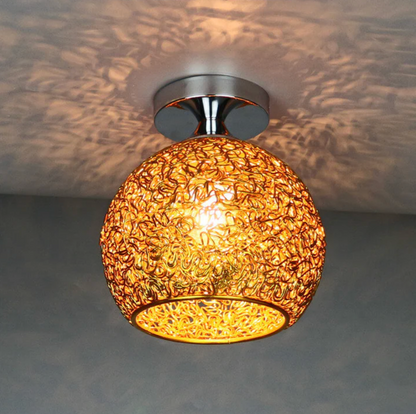 Plafondlamp Modern met Gevlochten Bol Kap en Semi-Inbouw Montage