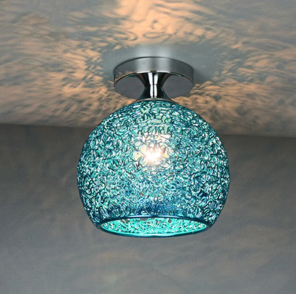 Plafondlamp Modern met Gevlochten Bol Kap en Semi-Inbouw Montage