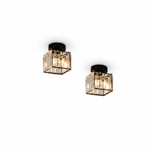 Plafondlamp Modern met Kristalglazen Kap en Vierkante Vorm