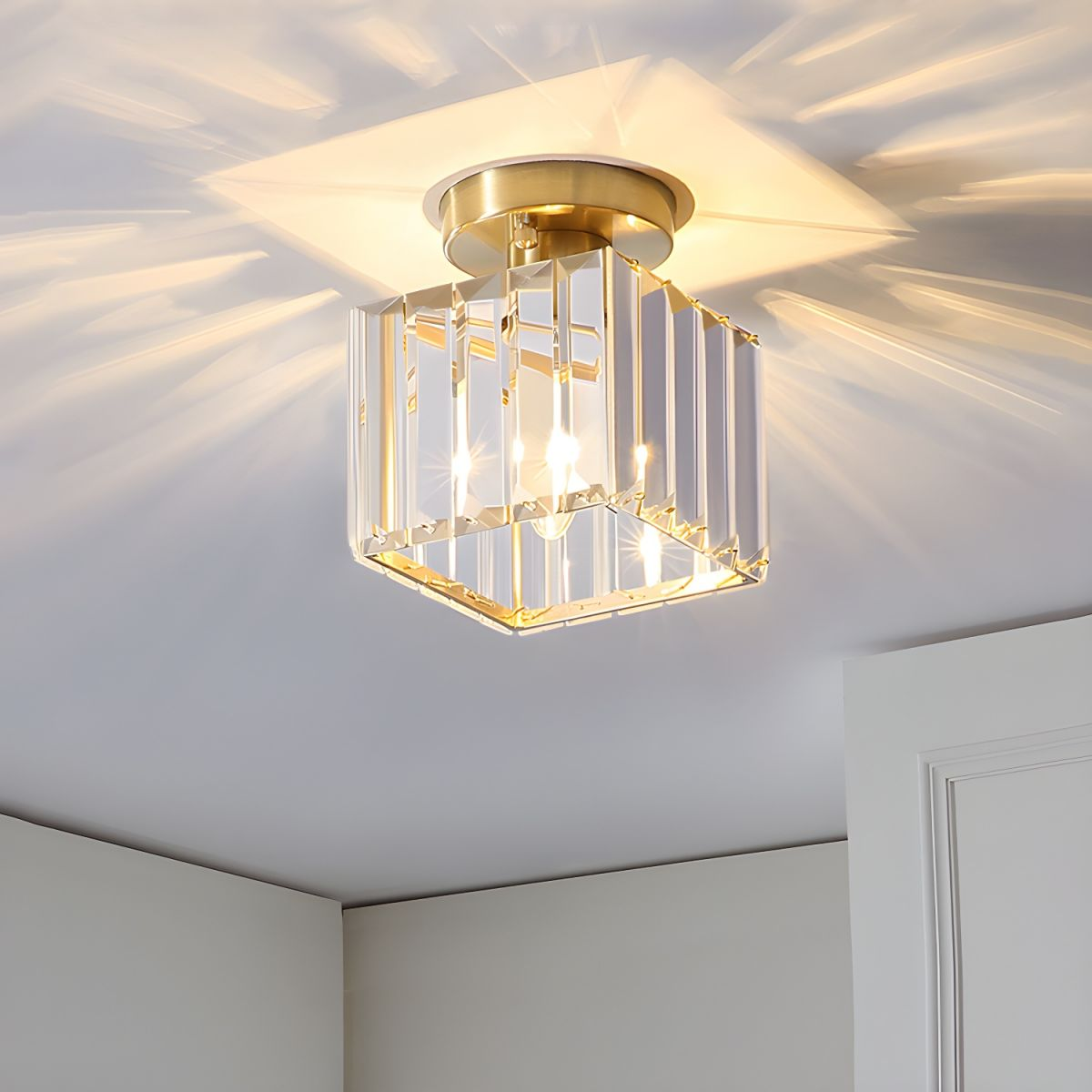 Plafondlamp Modern met Kristallen Kap en Decoratieve Lichtpatronen