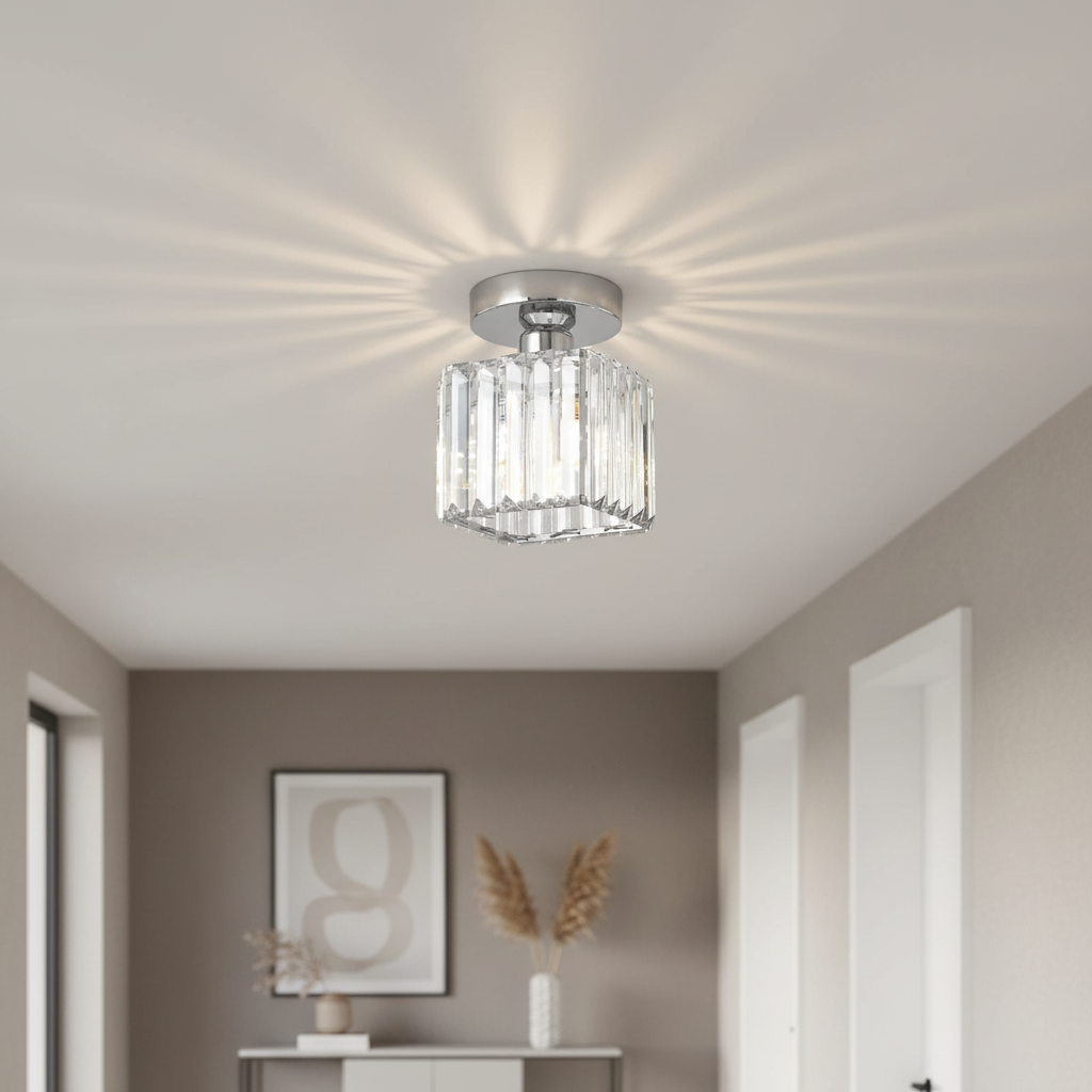 Plafondlamp Modern met Kristallen Kap en Decoratieve Lichtpatronen