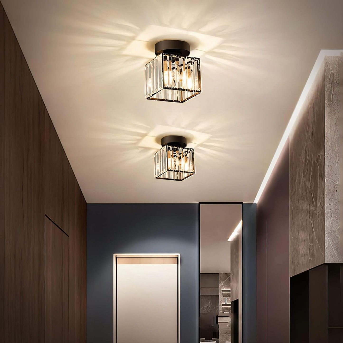 Plafondlamp Modern met Kristallen Kap en Decoratieve Lichtpatronen