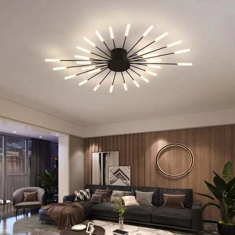 Plafondlamp Modern met LED Vuurwerk Design en Geïntegreerde Spots
