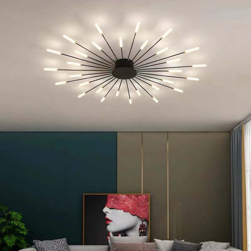 Plafondlamp Modern met LED Vuurwerk Design en Geïntegreerde Spots