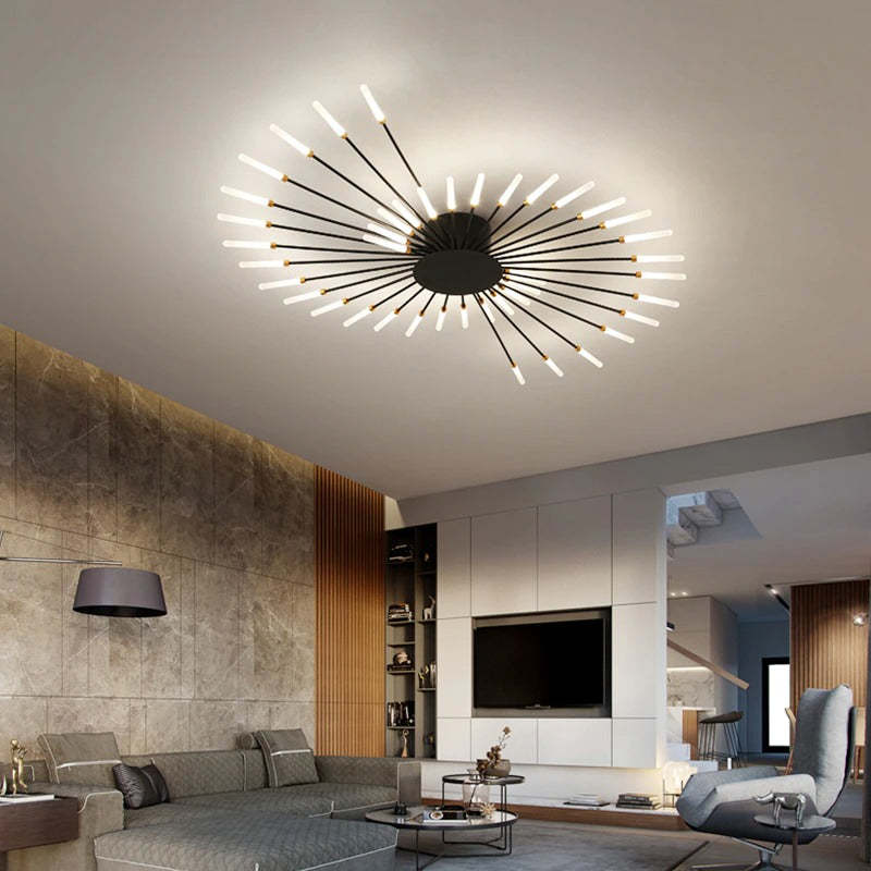 Plafondlamp Modern met LED Vuurwerk Design en Geïntegreerde Spots
