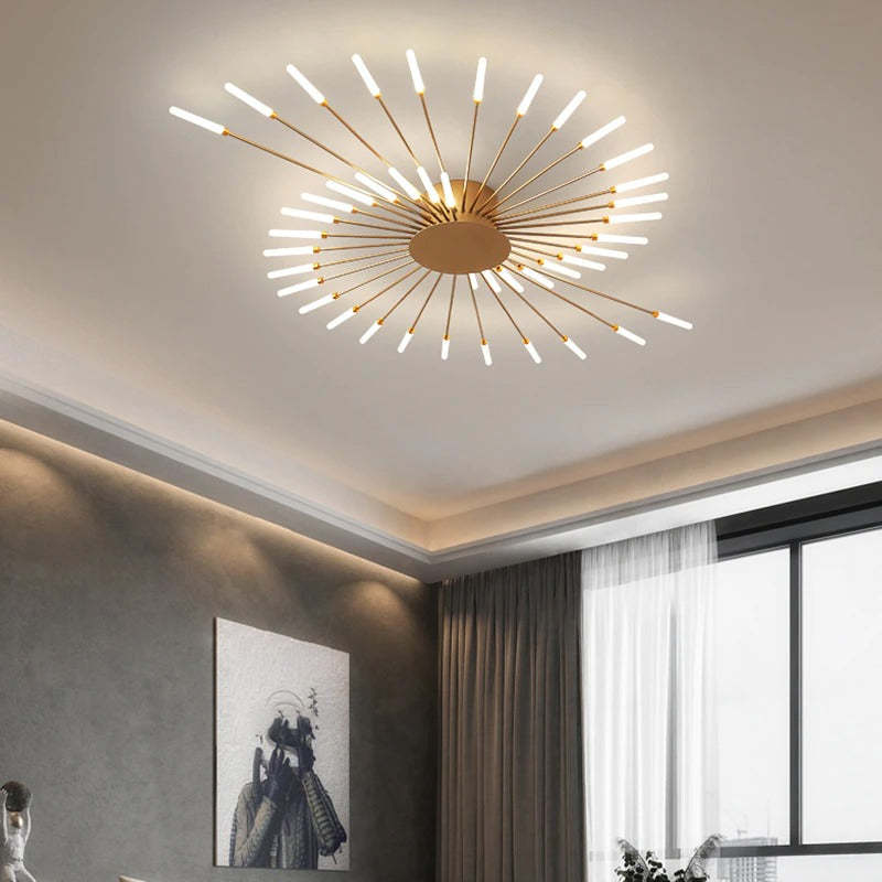 Plafondlamp Modern met LED Vuurwerk Design en Geïntegreerde Spots