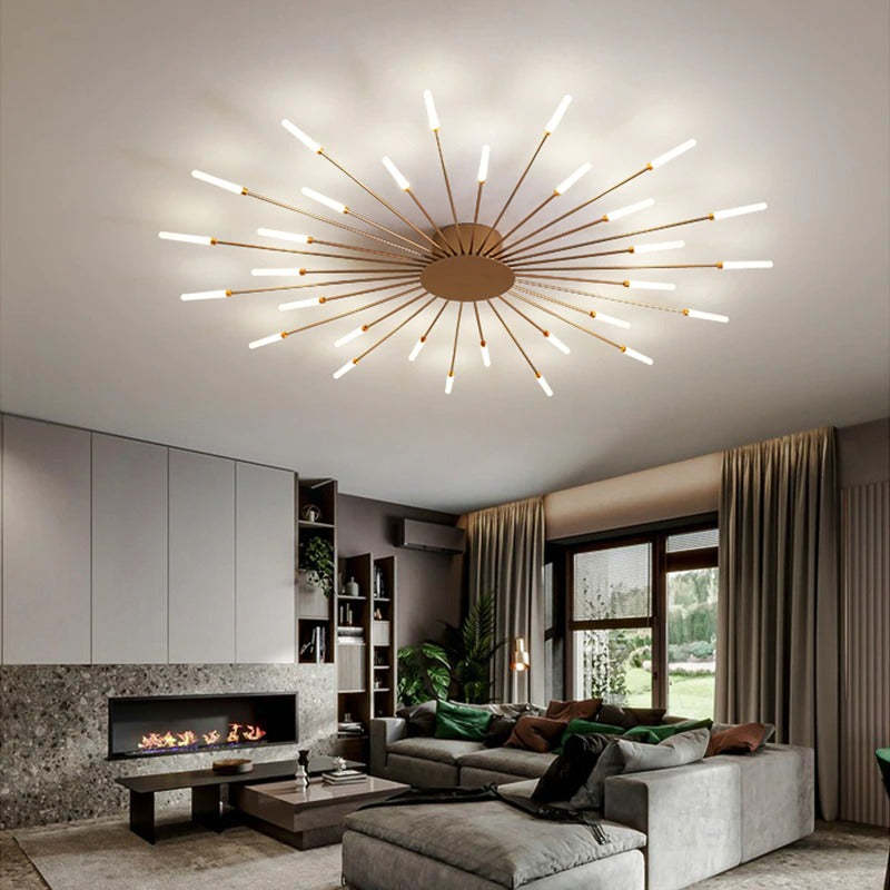 Plafondlamp Modern met LED Vuurwerk Design en Geïntegreerde Spots