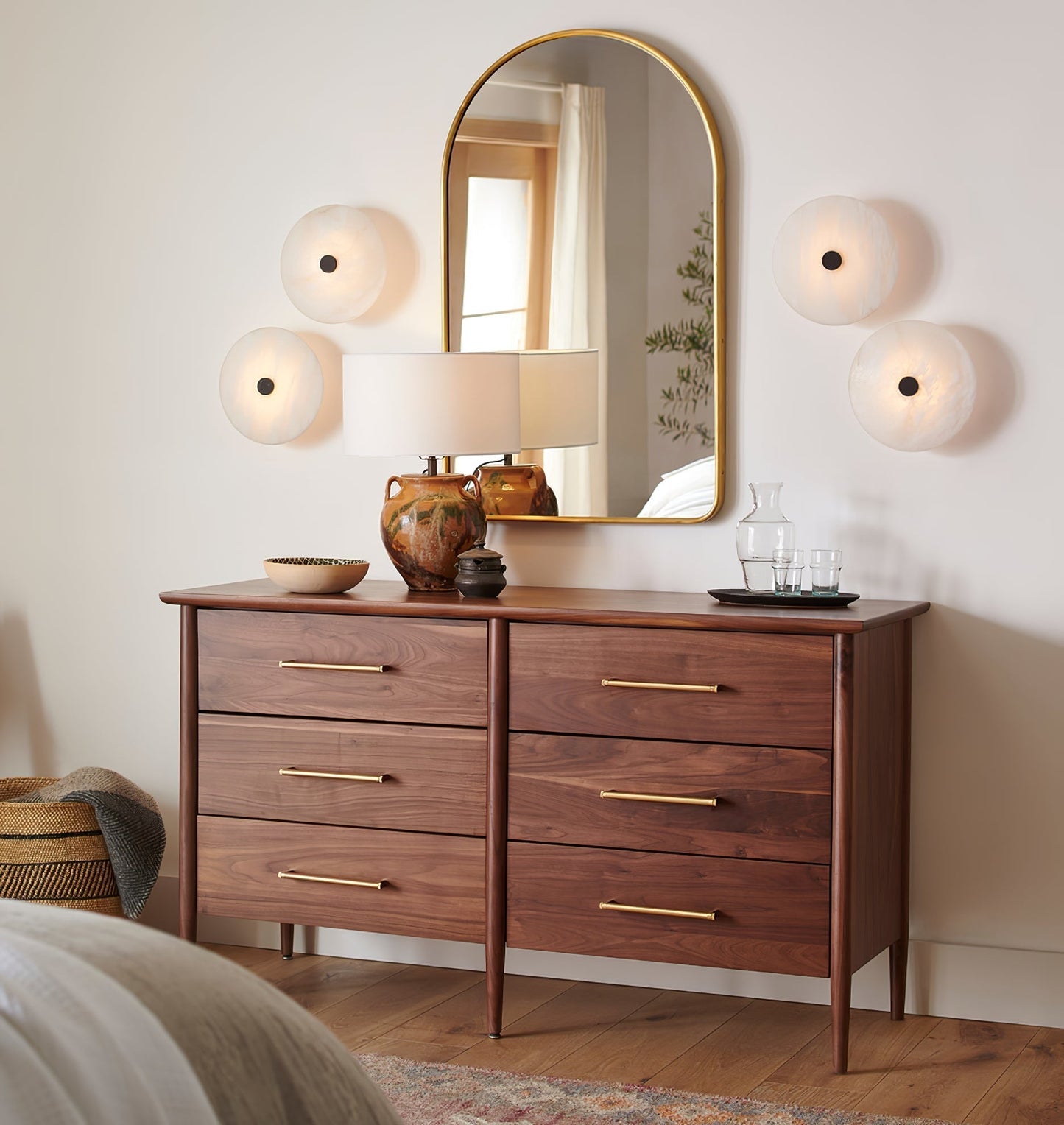 Plafondlamp Modern met Ronde Alabasten Kap en Geïntegreerde LED