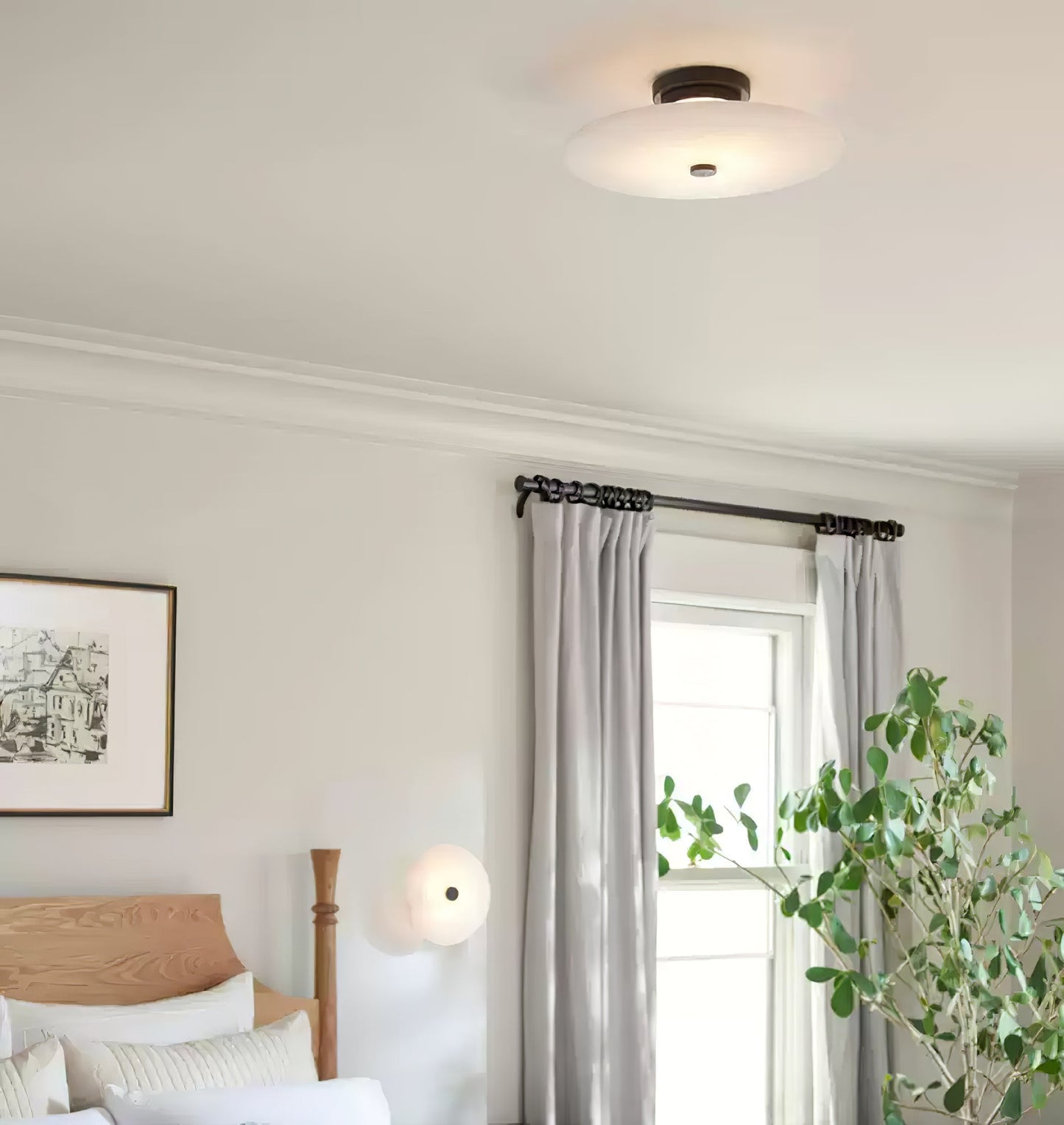 Plafondlamp Modern met Ronde Alabasten Kap en Geïntegreerde LED