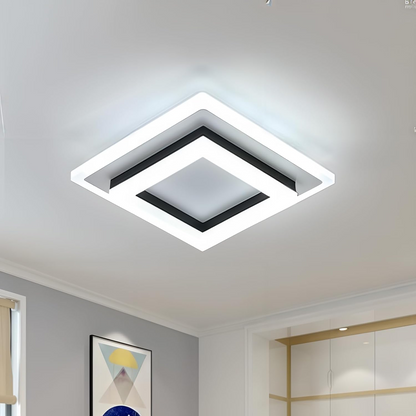 Plafondlamp Modern Vierkant met Dubbele LED Lichtrand en Ingebouwde LED