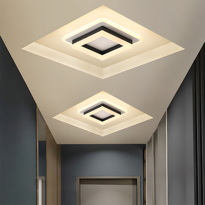 Plafondlamp Modern Vierkant met Dubbele LED Lichtrand en Ingebouwde LED