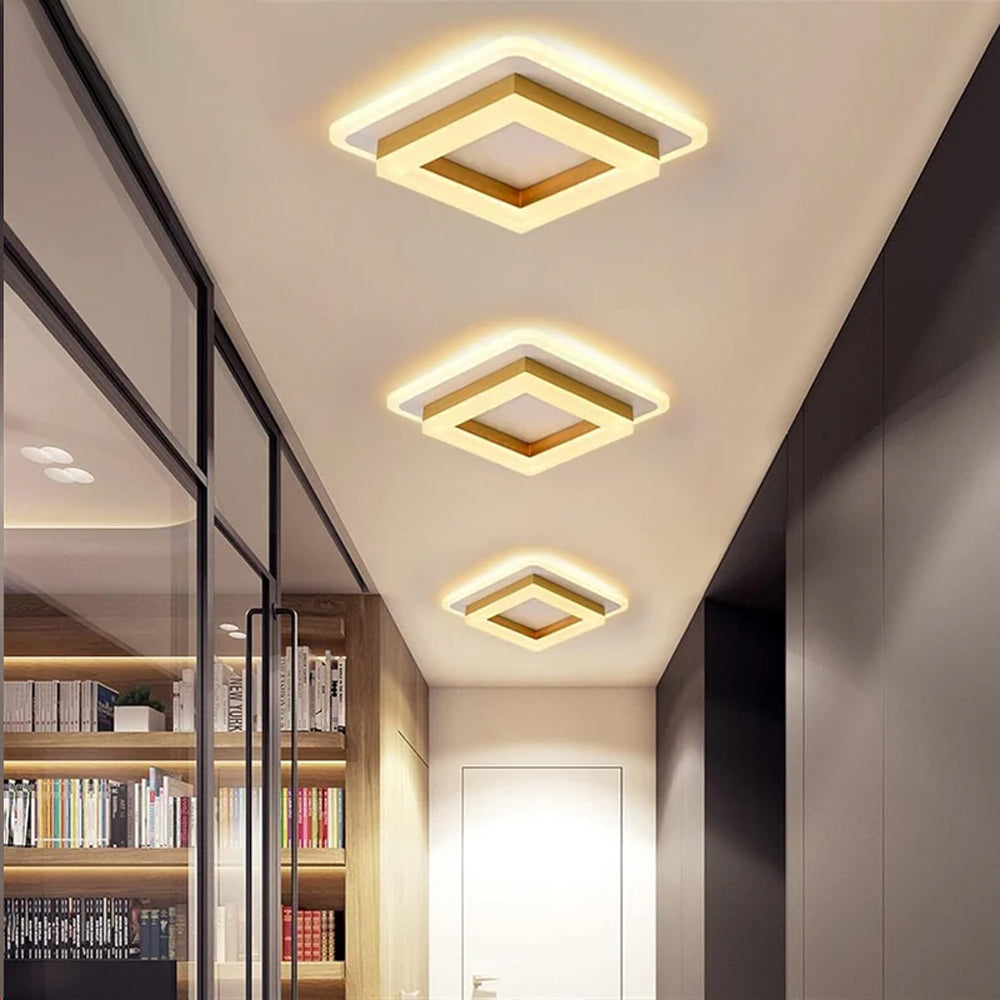 Plafondlamp Modern Vierkant met Dubbele LED Lichtrand en Ingebouwde LED
