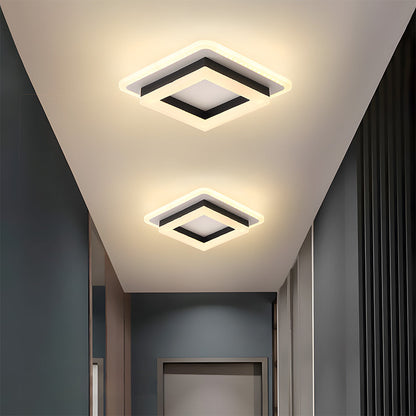 Plafondlamp Modern Vierkant met Dubbele LED Lichtrand en Ingebouwde LED