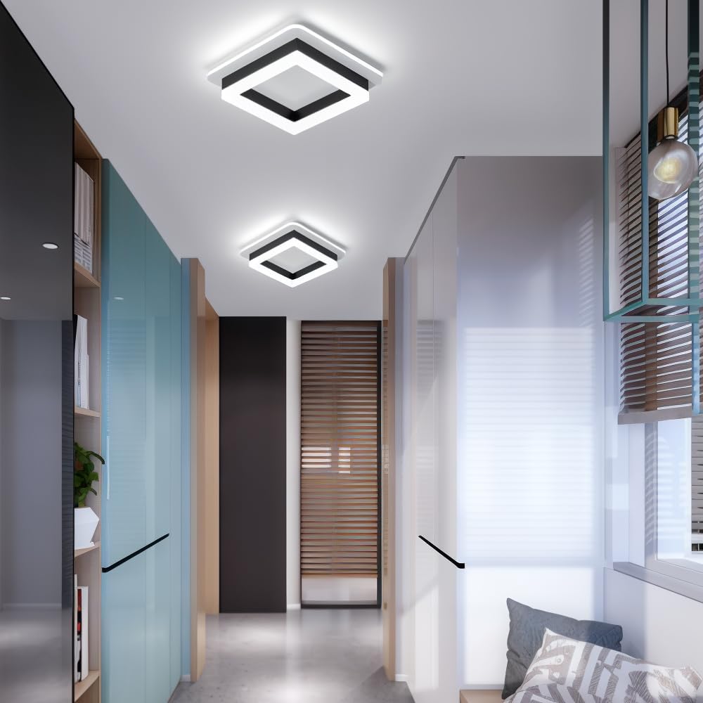 Plafondlamp Modern Vierkant met Dubbele LED Lichtrand en Ingebouwde LED