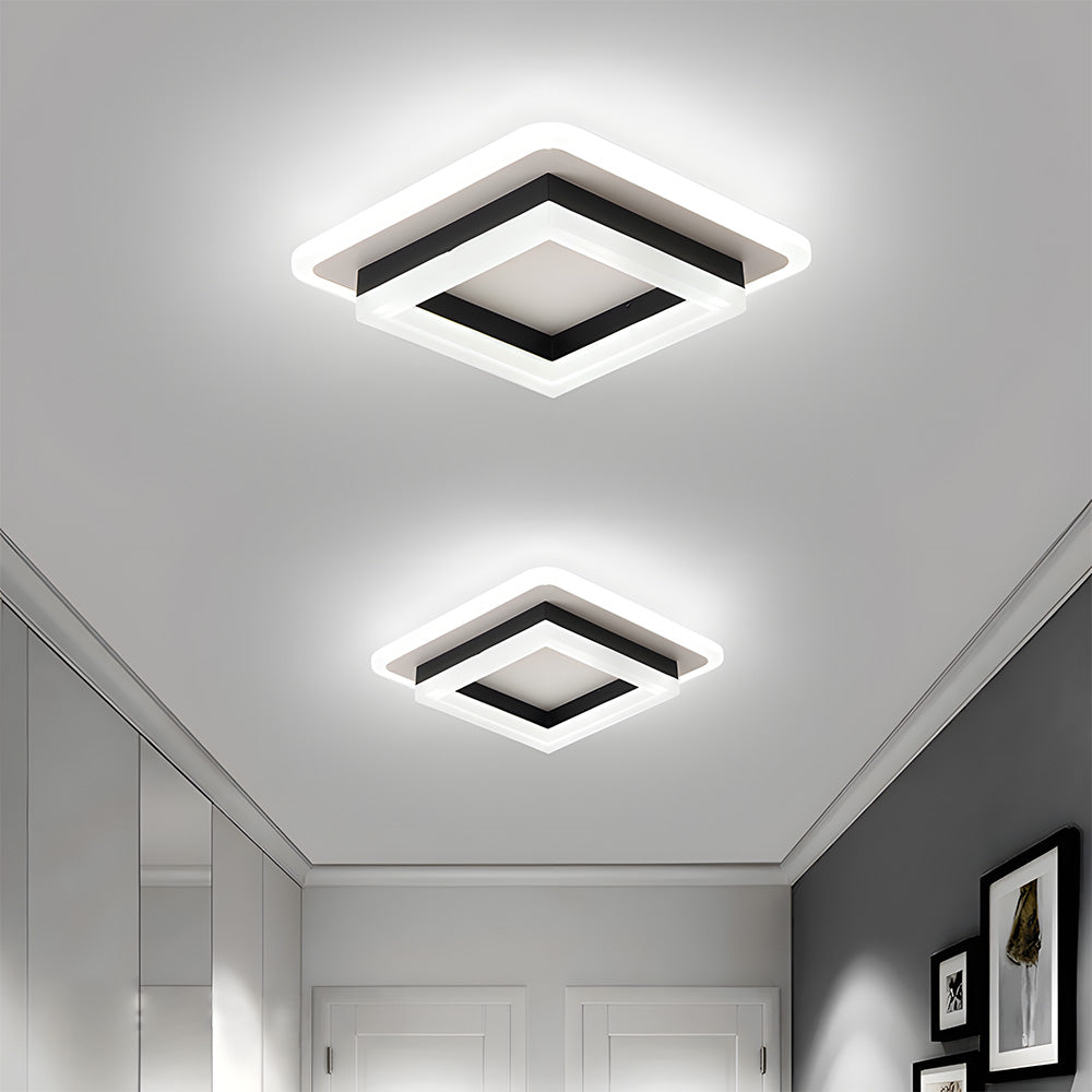 Plafondlamp Modern Vierkant met Dubbele LED Lichtrand en Ingebouwde LED