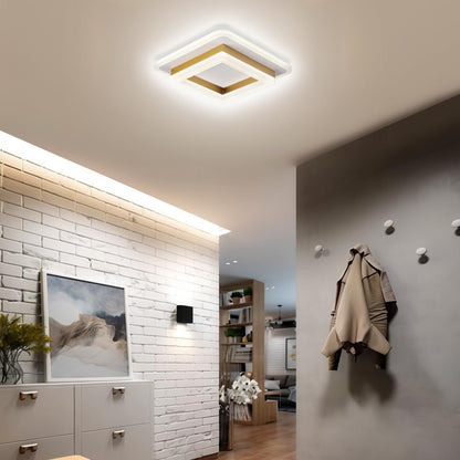 Plafondlamp Modern Vierkant met Dubbele LED Lichtrand en Ingebouwde LED