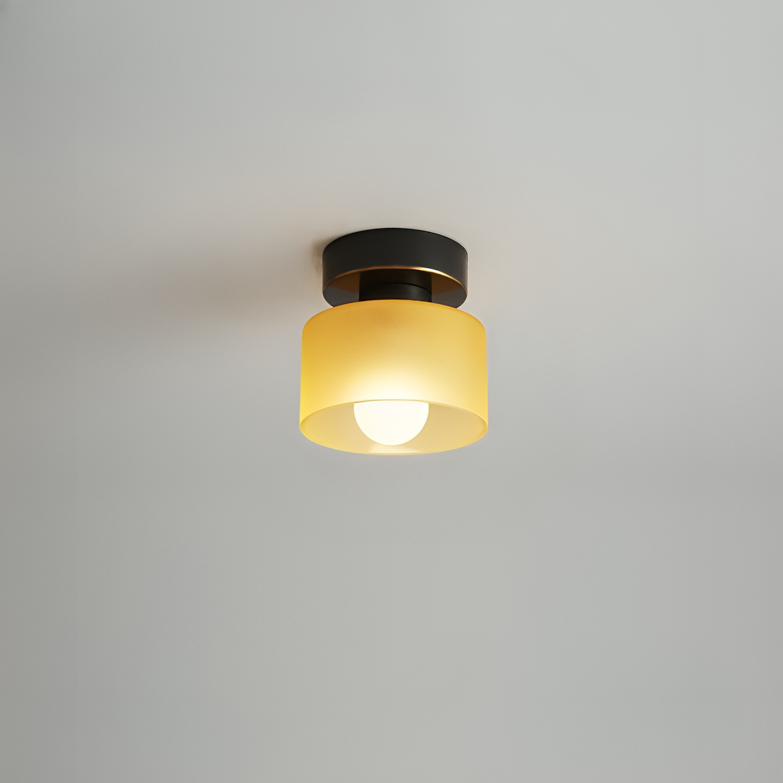 Plafondlamp Retro met Glazen Cilinderkap en Metalen Fitting