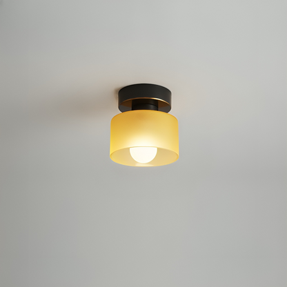 Plafondlamp Retro met Glazen Cilinderkap en Metalen Fitting