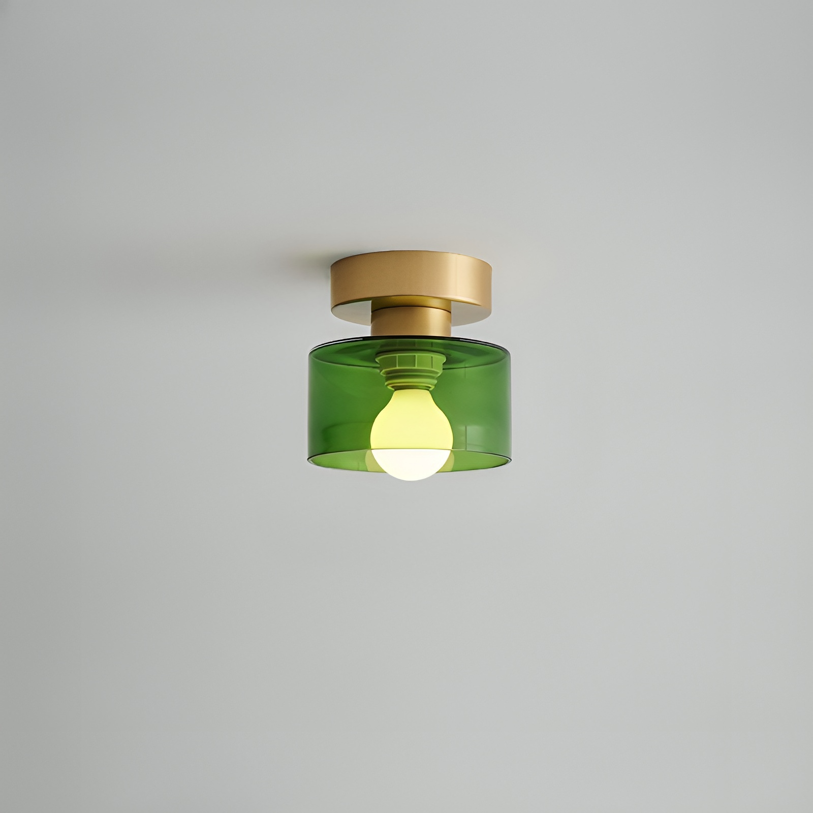 Plafondlamp Retro met Glazen Cilinderkap en Metalen Fitting