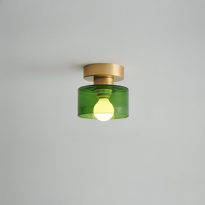 Plafondlamp Retro met Glazen Cilinderkap en Metalen Fitting