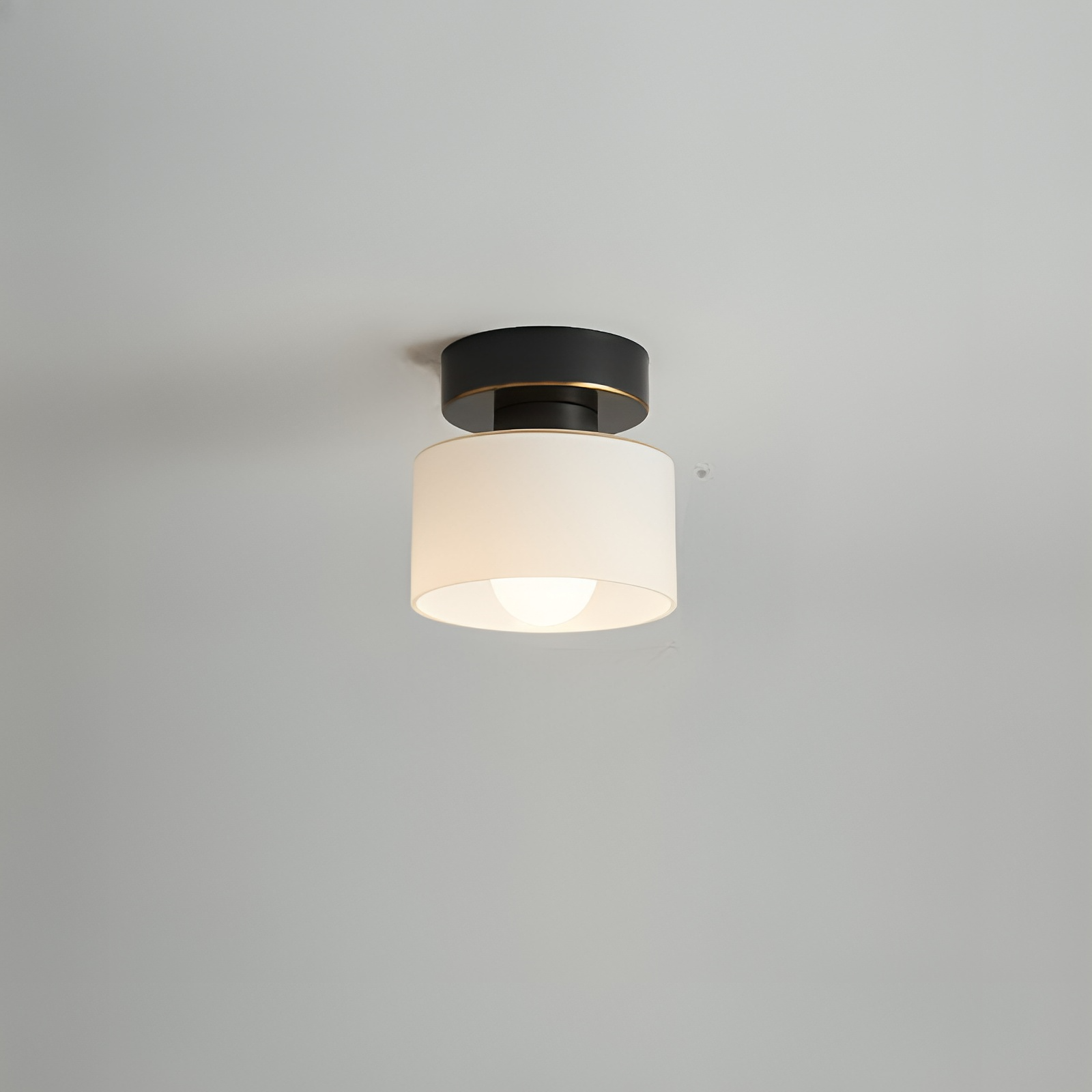 Plafondlamp Retro met Glazen Cilinderkap en Metalen Fitting