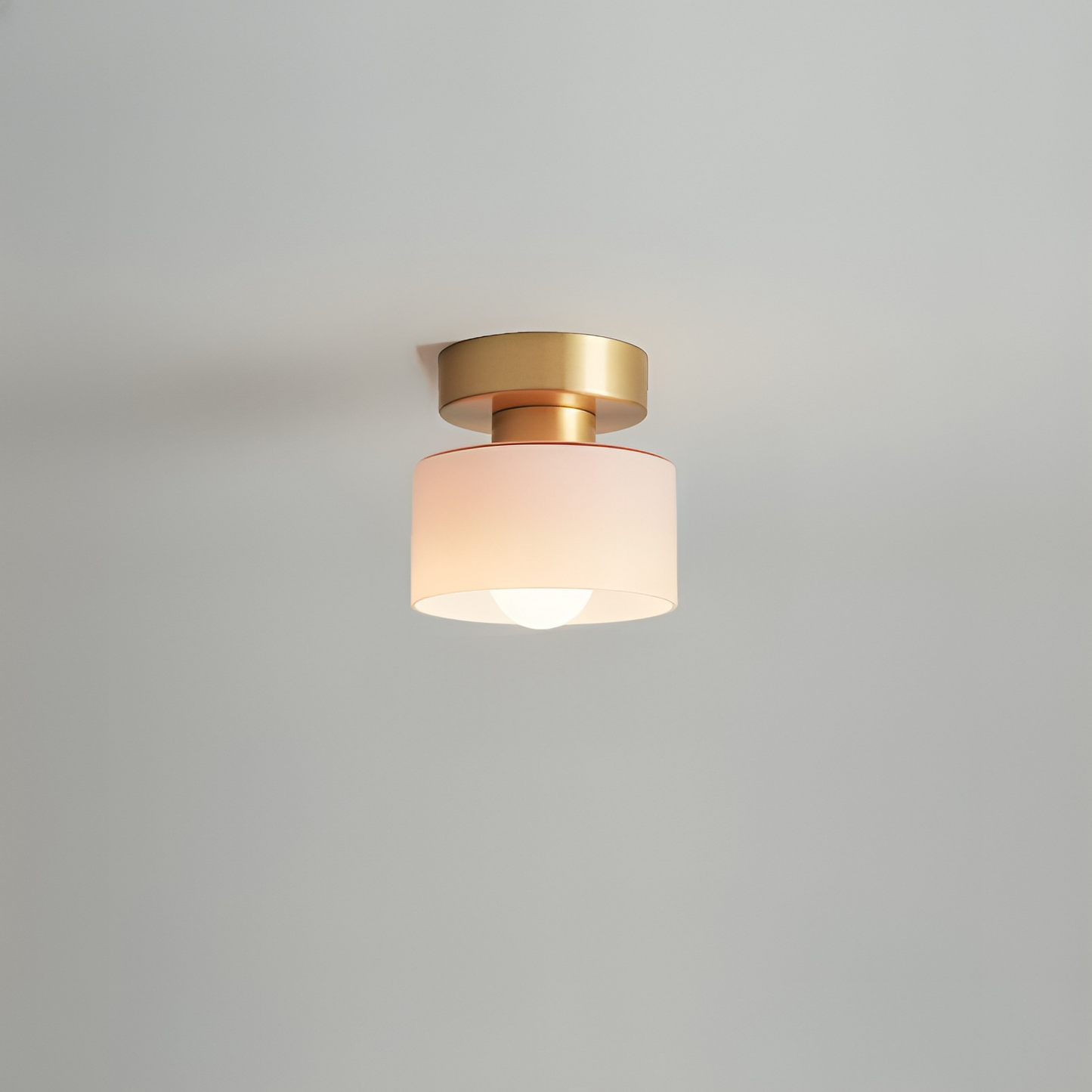 Plafondlamp Retro met Glazen Cilinderkap en Metalen Fitting