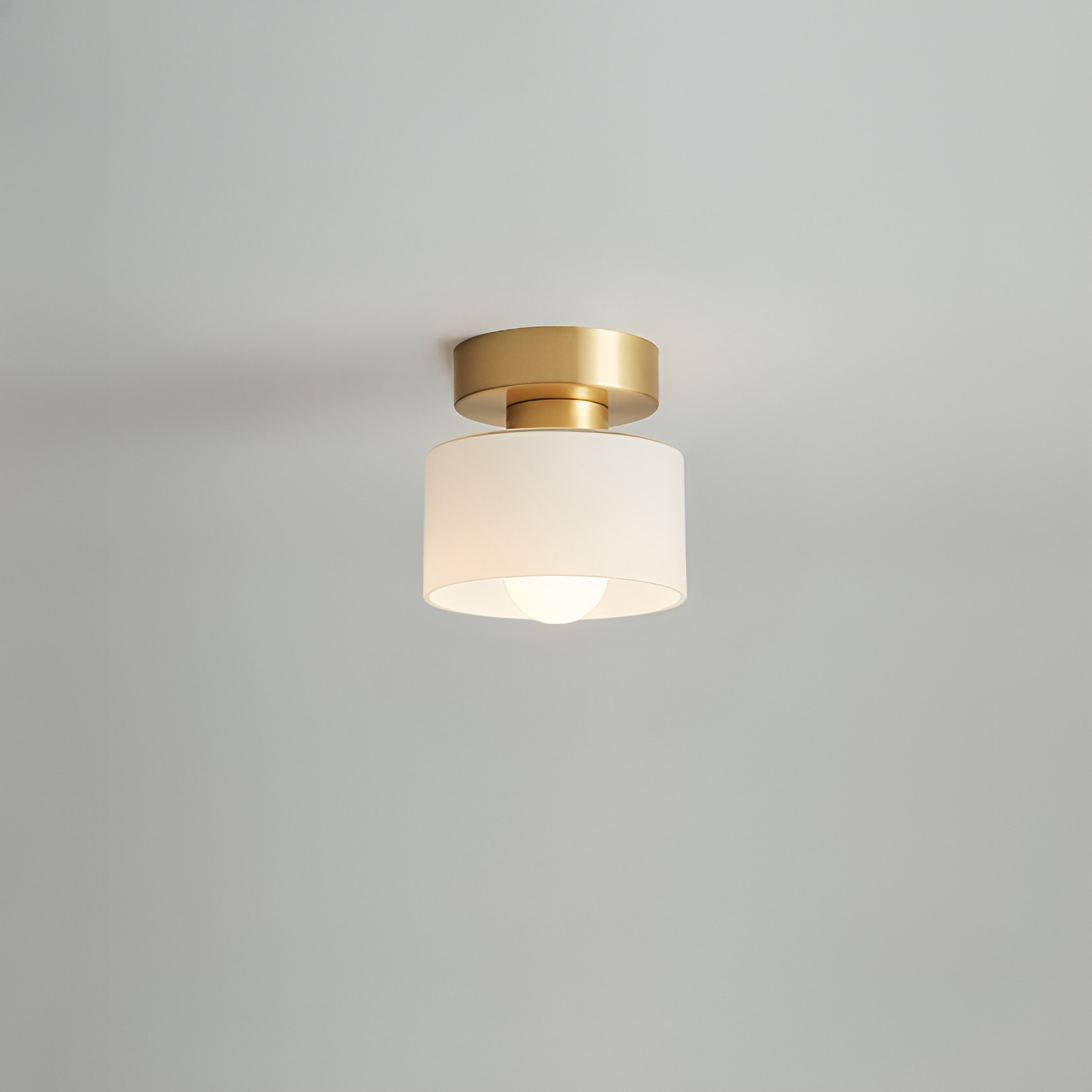 Plafondlamp Retro met Glazen Cilinderkap en Metalen Fitting
