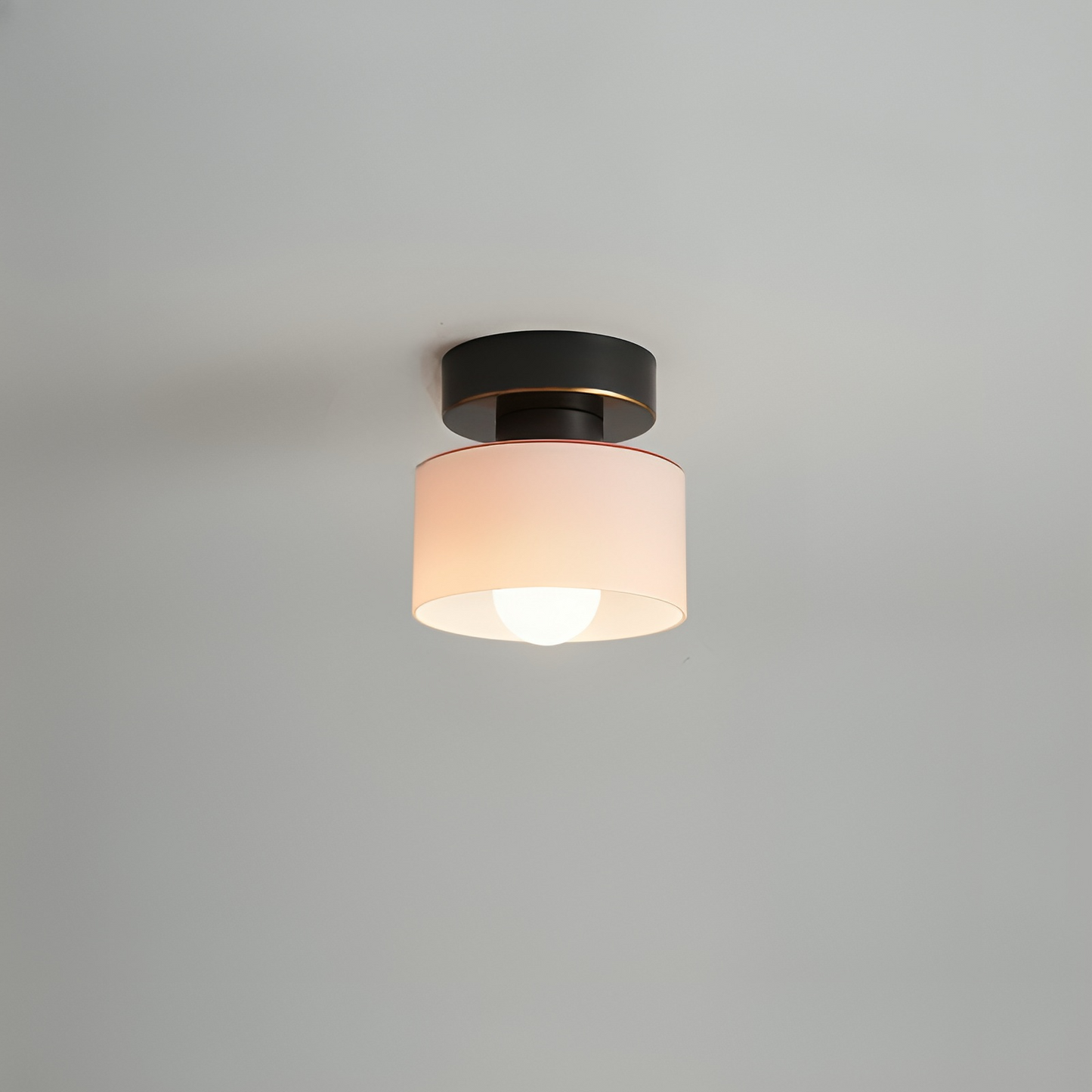 Plafondlamp Retro met Glazen Cilinderkap en Metalen Fitting