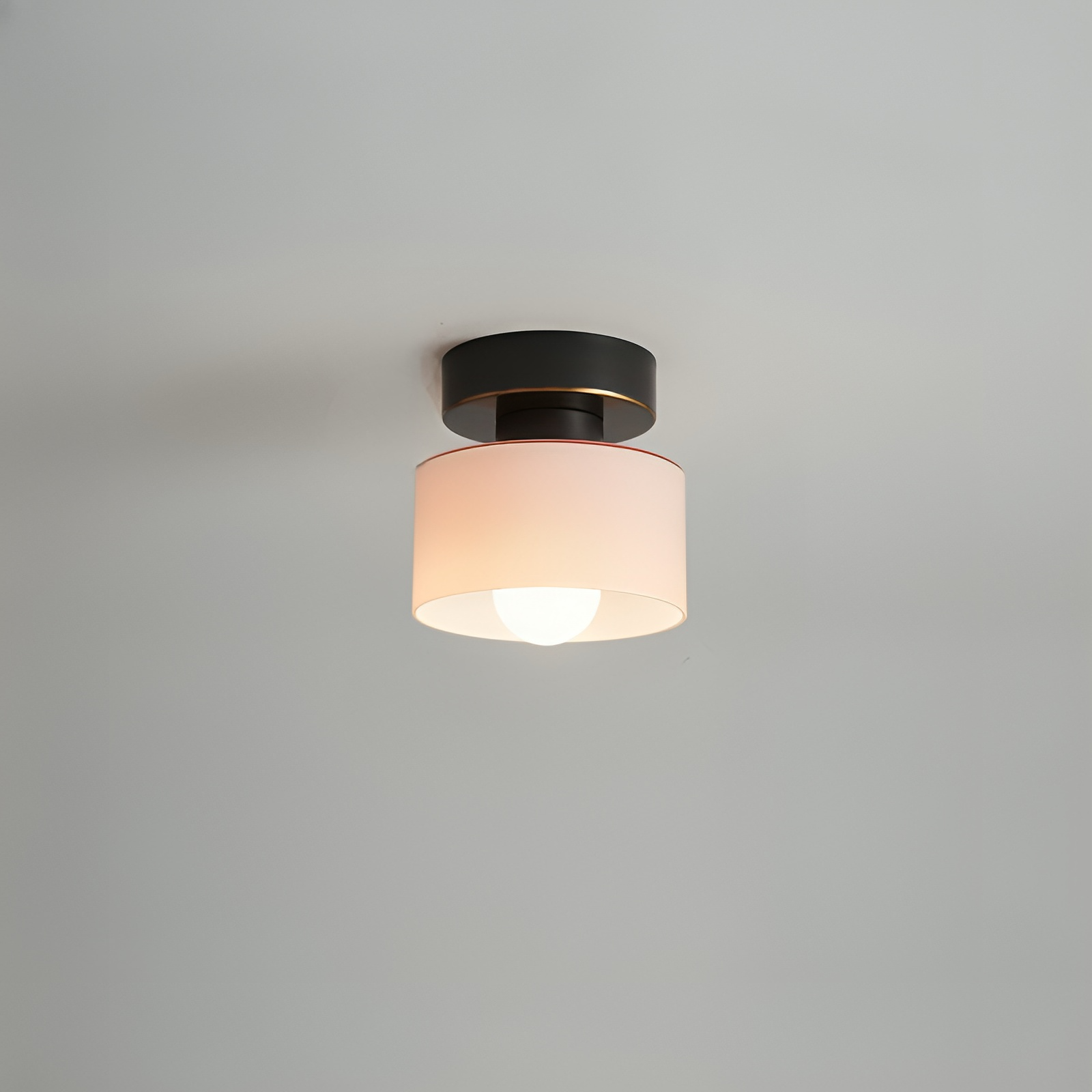 Plafondlamp Retro met Glazen Cilinderkap en Metalen Fitting