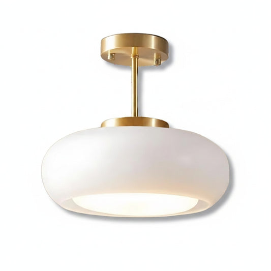 Plafondlamp Retro met Glazen Kap en Gouden Fitting