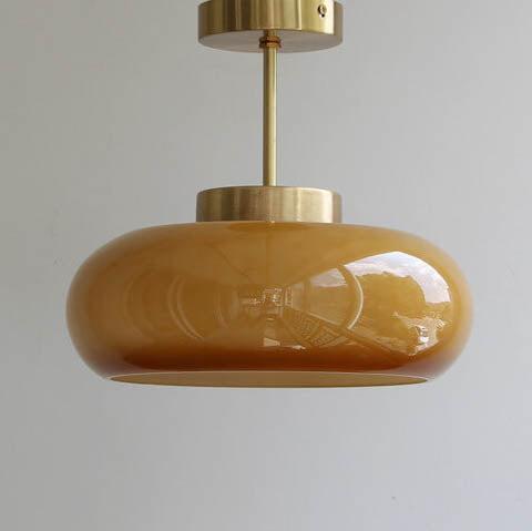 Plafondlamp Retro met Glazen Kap en Messing Fitting