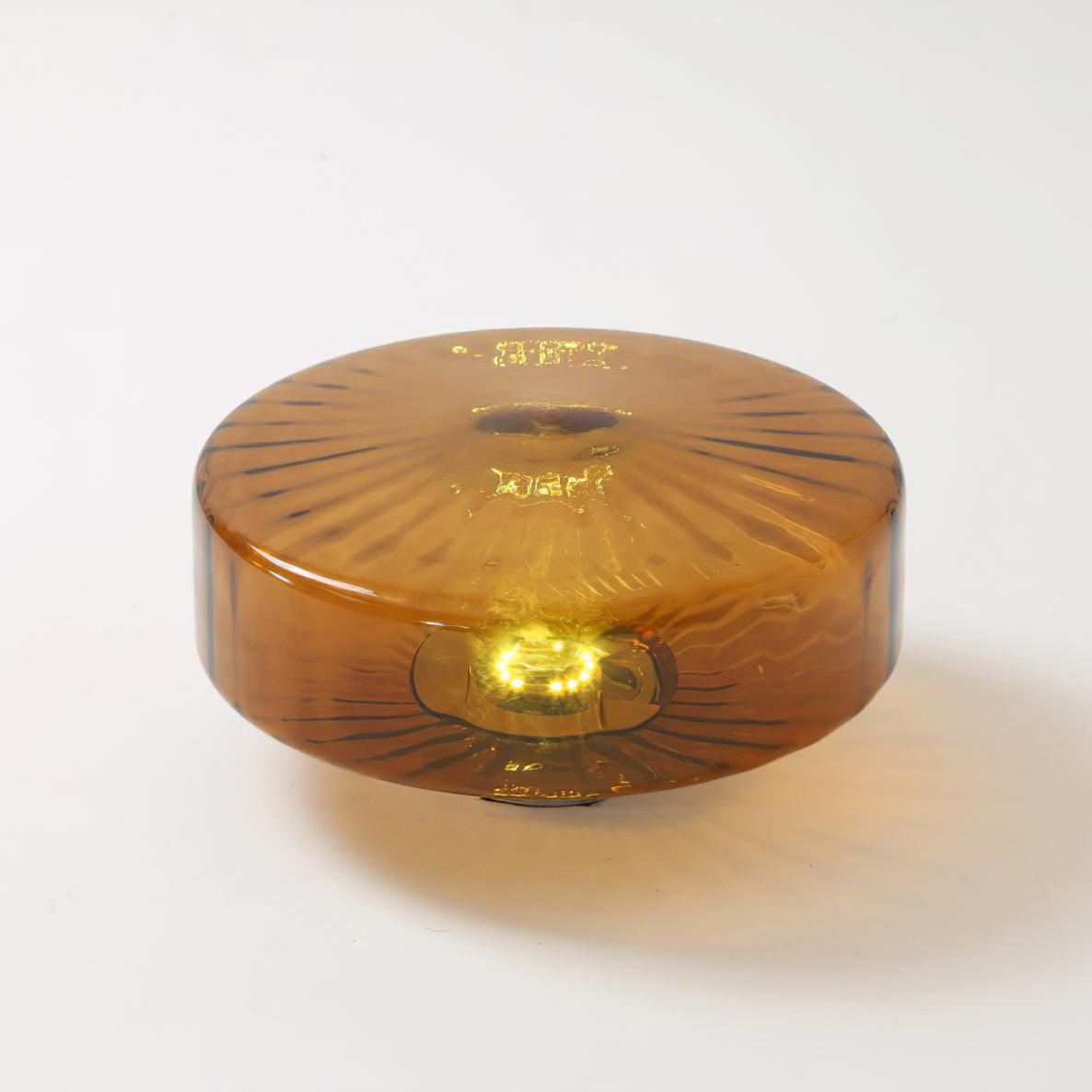 Plafondlamp Retro met Glazen Kap en Zonnestraal Patroon