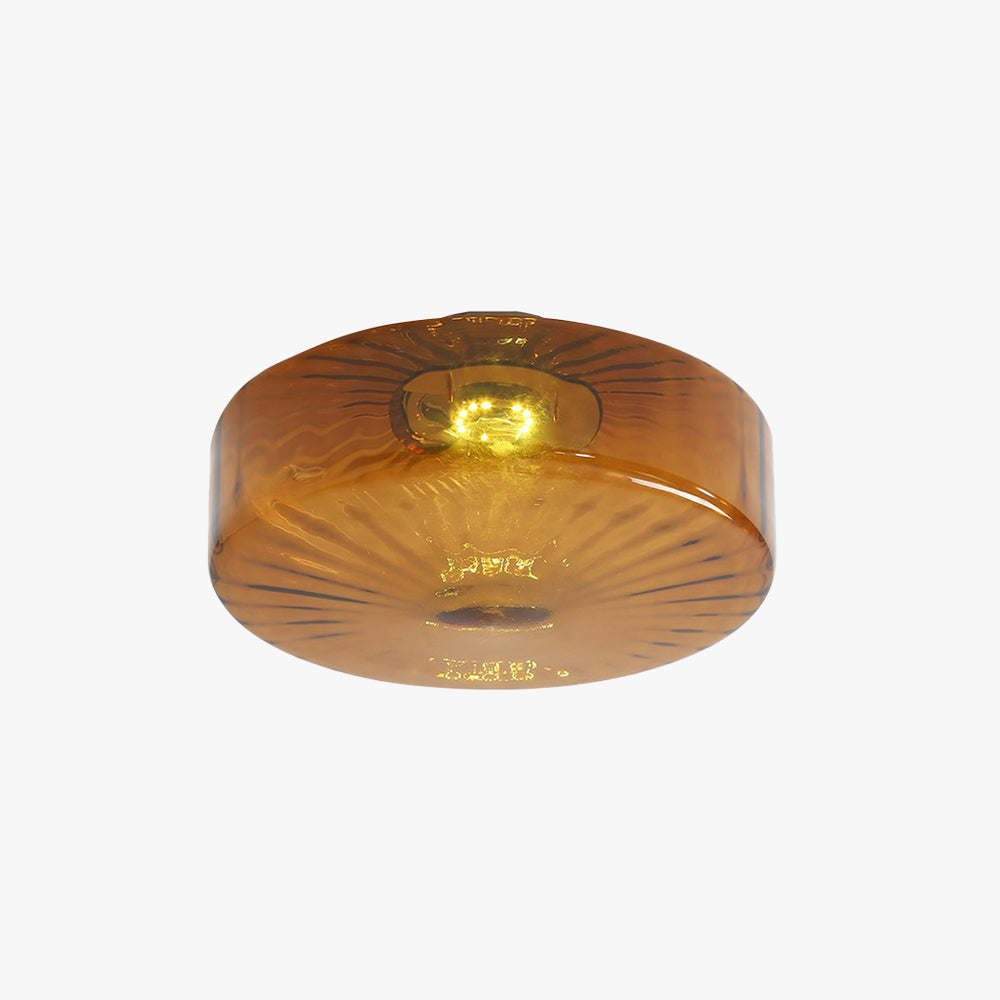 Plafondlamp Retro met Glazen Kap en Zonnestraal Patroon