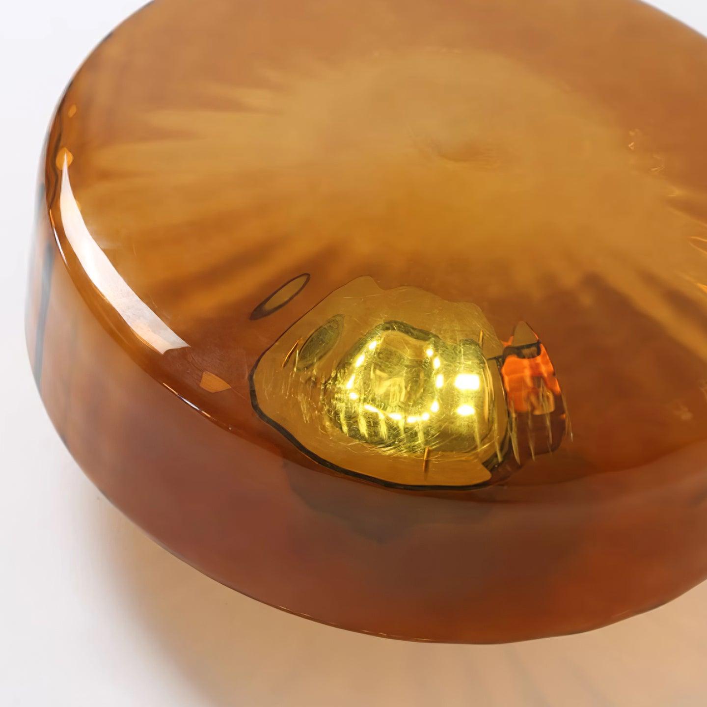 Plafondlamp Retro met Glazen Kap en Zonnestraal Patroon