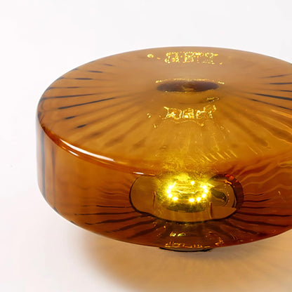 Plafondlamp Retro met Glazen Kap en Zonnestraal Patroon
