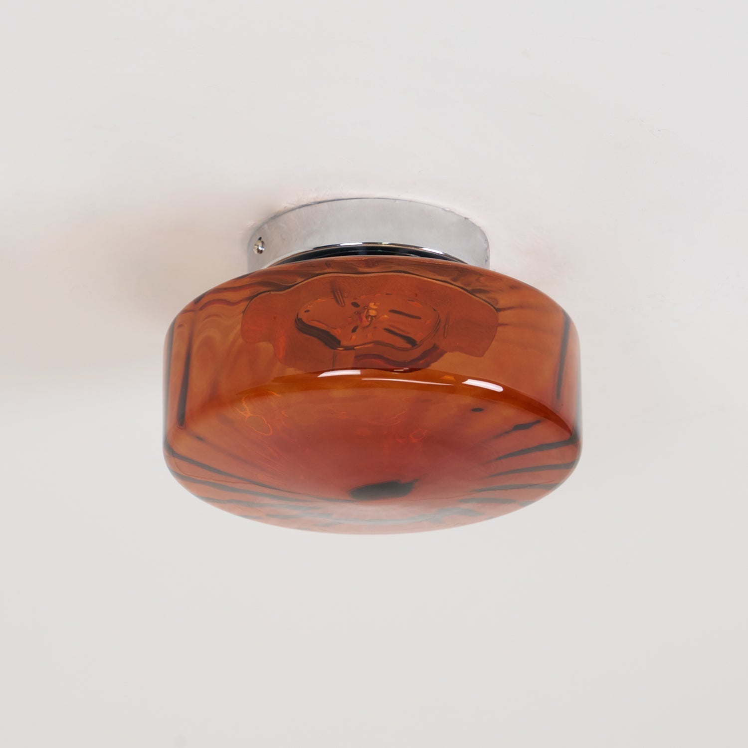 Plafondlamp Retro met Glazen Kap en Zonnestraal Patroon