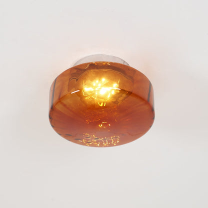 Plafondlamp Retro met Glazen Kap en Zonnestraal Patroon