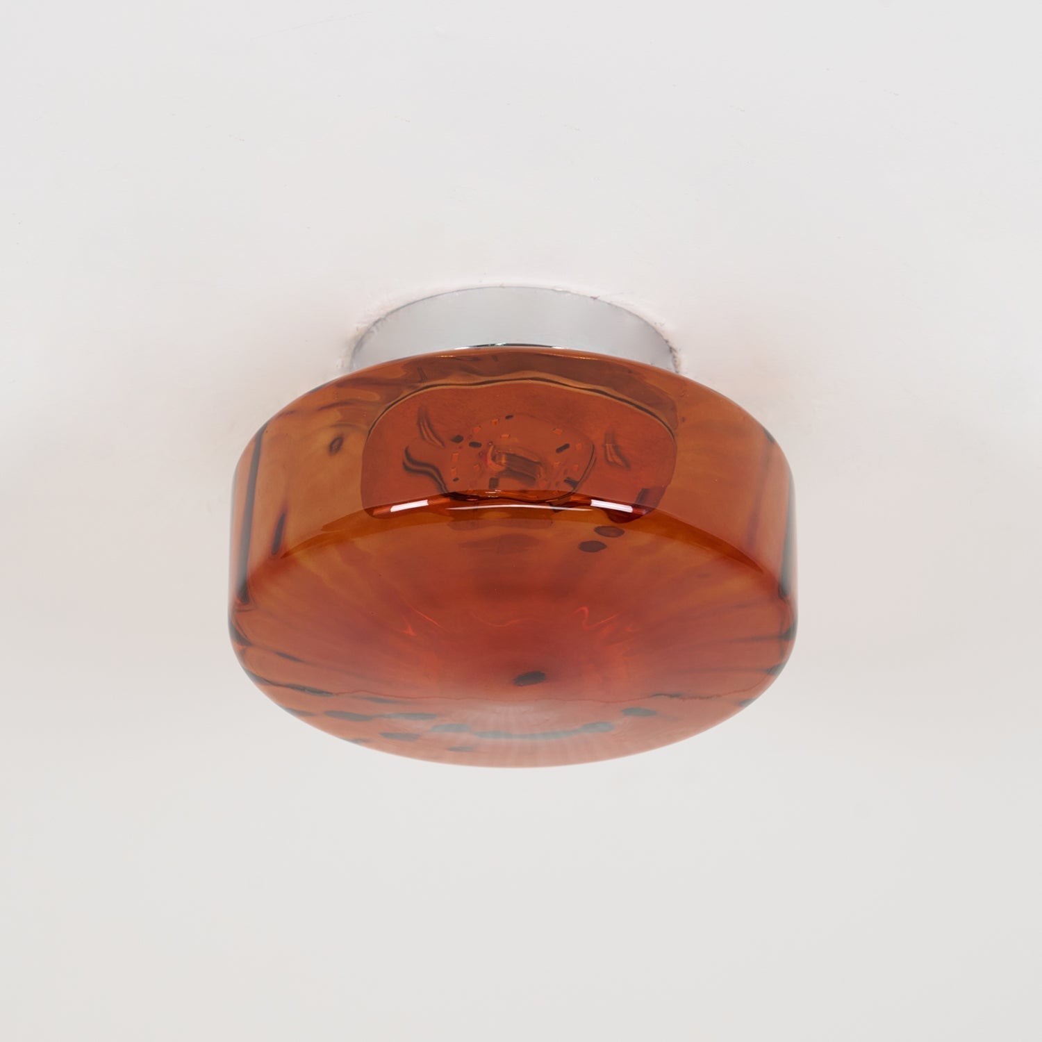 Plafondlamp Retro met Glazen Kap en Zonnestraal Patroon