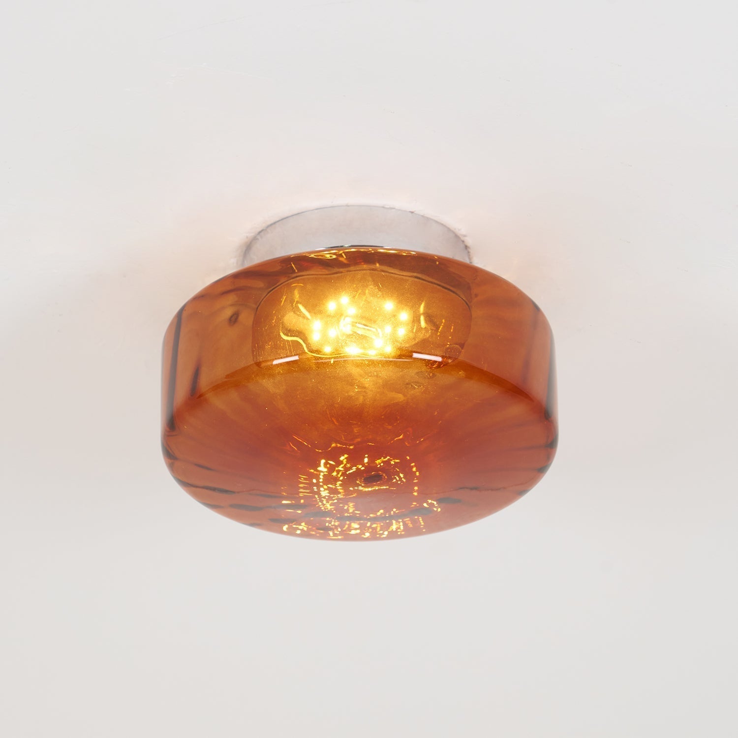 Plafondlamp Retro met Glazen Kap en Zonnestraal Patroon