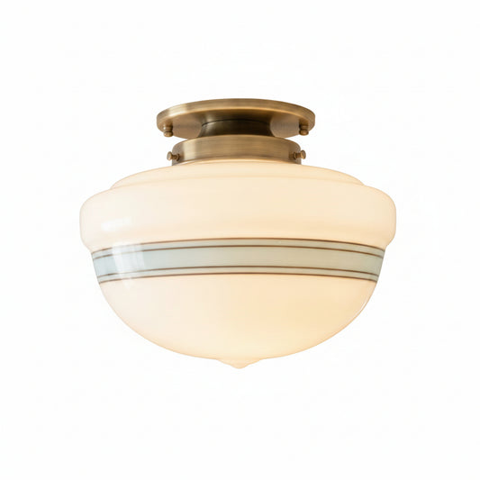 Plafondlamp Retro met Glazen Schoolhouse Bol en Ingebouwde Bevestiging
