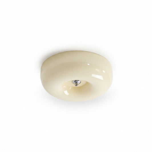 Plafondlamp Retro met Ronde Glazen Kap en Driekleurig Licht