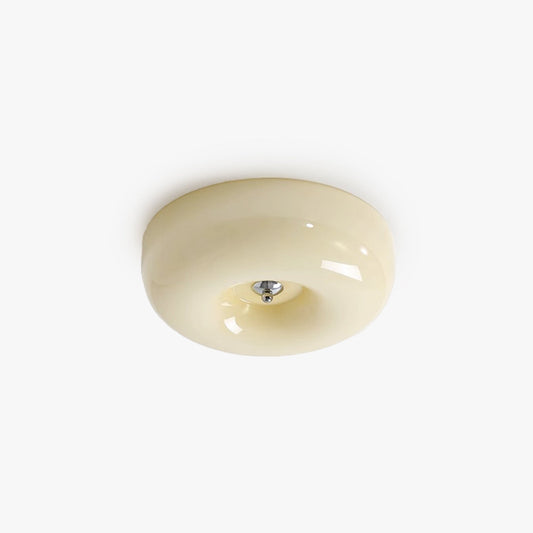 Plafondlamp Retro met Ronde Glazen Kap en Driekleurig Licht