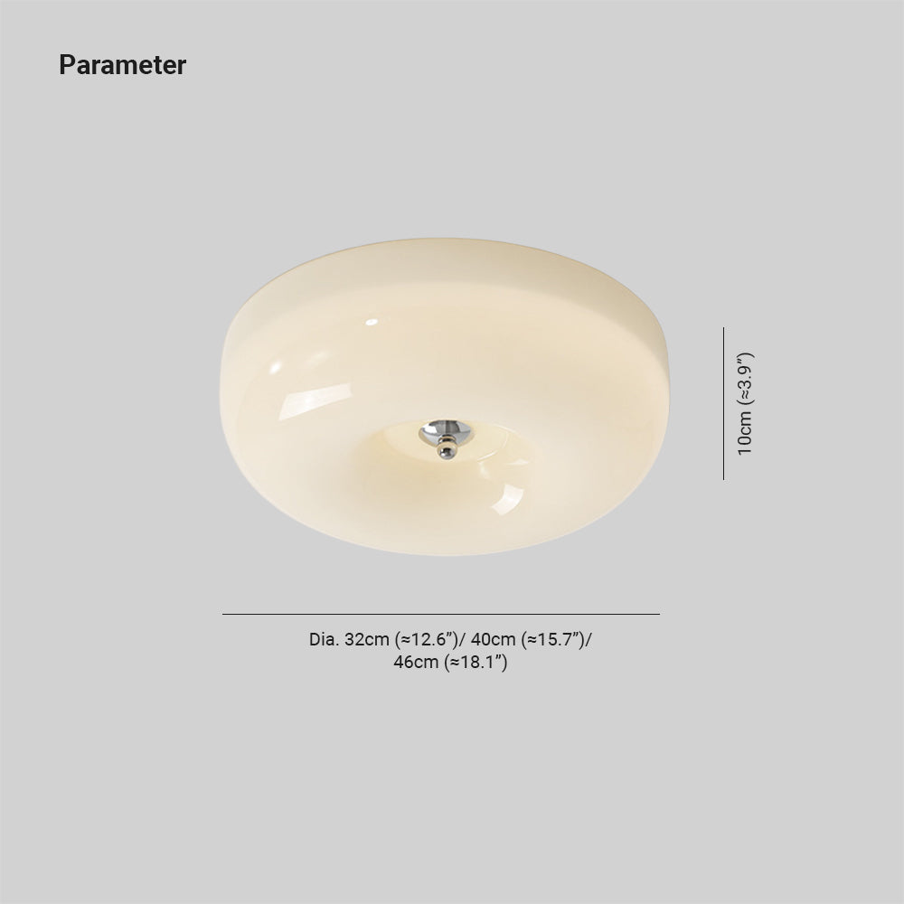 Plafondlamp Retro met Ronde Glazen Kap en Driekleurig Licht